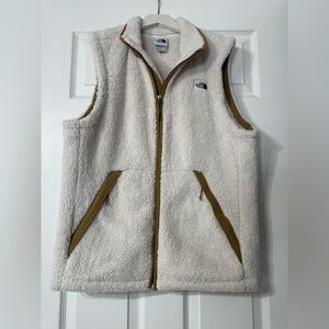 The North Face Men's Campshire Sherpa Fleece Full Zip Vest Size Medium White Tan